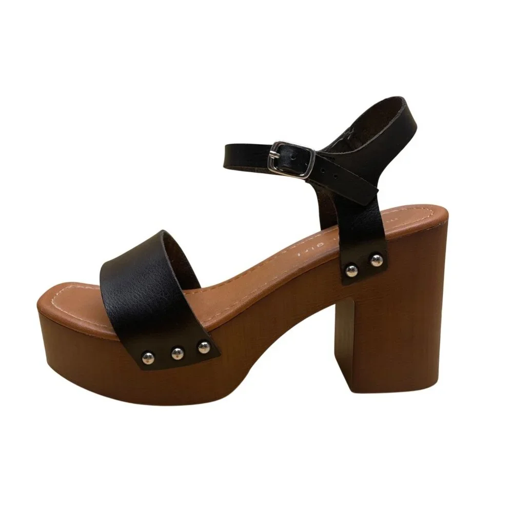 Madden Girl Women’s Black Strapped Platform Block Heel Danii Sandals Size 7 - Picture 4 of 9